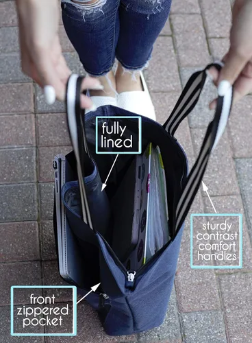 Vista 6 de Grandes bolsas de mano con cremallera para enfermeras, con bolsillos, perfectas para el trabajo, regalos para CNA, RN y estudiantes de enfermería