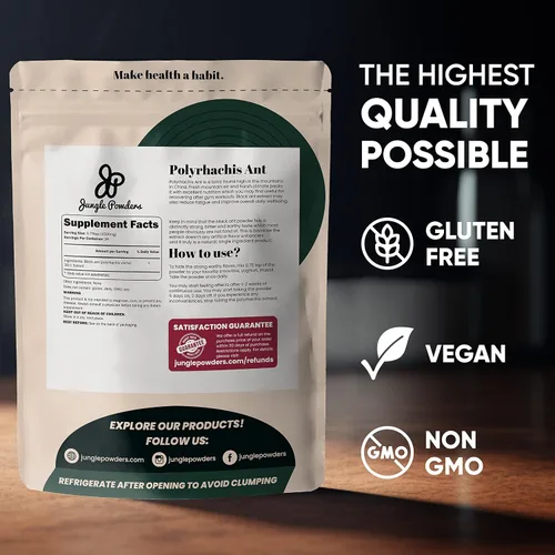 Vista 9 de Jungle Powders Tongkat Ali para hombres Extracto 200:1 282 porciones, polvo de hormigas negras 30:1, 94 porciones 5 onzas de suplemento de raíz