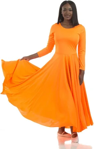 Vista 5 de Danzcue Vestido de Baile para Mujeres de Alabanza, Largo, Manga Larga, Corte Holgado Azul aguamarina