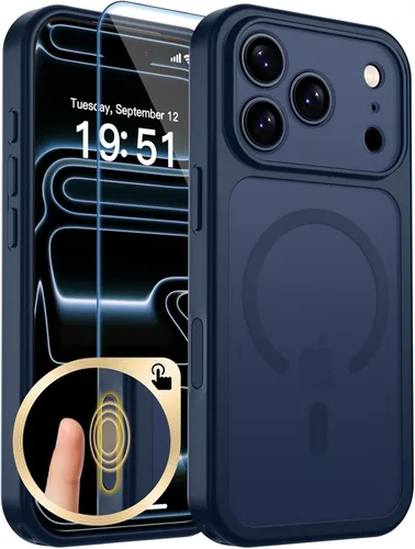 Vista 92 de zapica Funda magnética para iPhone Air, con protector de pantalla de vidrio templado, compatible con MagSafe, translúcida mate, a prueba de golpes