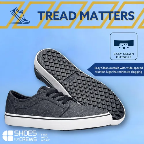Vista 2 de Shoes for Crews Merlin - Tenis unisex antideslizantes para trabajo y servicio de alimentos, resistentes al agua, lona, negro o gris