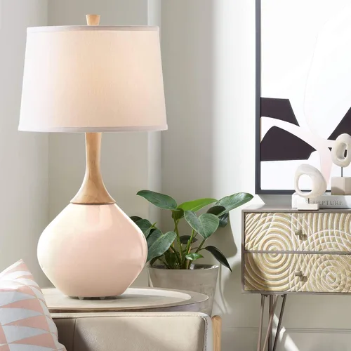 Vista 17 de Color + Plus Wexler 31" White Shade Mellow Coral Pink Table Lamp