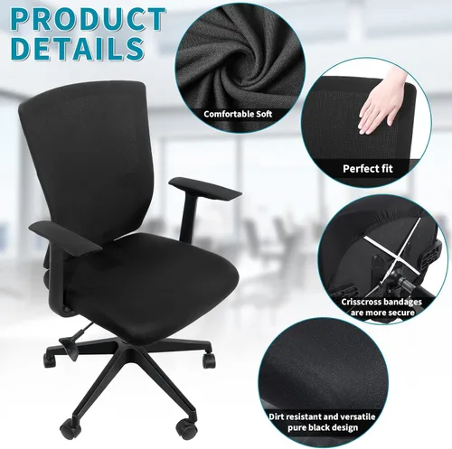 Vista 4 de Tatuo Funda para silla de computadora, funda de asiento de oficina con reposabrazos y respaldo, protector elástico elástico para silla giratorio