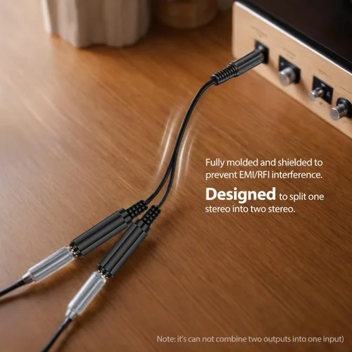 Vista 6 de ICESPRING - Enchufe estéreo de 1/4 de pulgada de 0.250 in, macho a doble conector de 1/4 de pulgada y 0.250 in, convertidor de cable divisor hembra