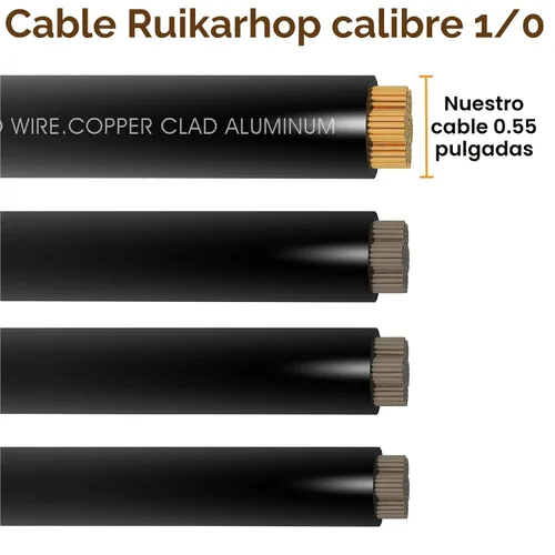 Vista 6 de 40FT 1/0 Battery Cable CCA,0 Gauge Wire with lugs for Amp,Winch,Automotive 40 pies + 20 lengüetas