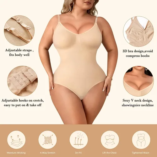 Vista 3 de Irisnaya Body adelgazante para mujer, moldeador de abdomen, tirantes delgados, camisola, leotardos, bodycon