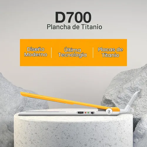 Vista 6 de GK HAIR D700 Titanium Styling Flat Iron Professional Fast Heat Straightener Amarillo (D700)