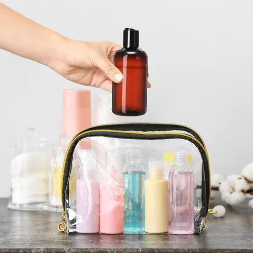 Vista 3 de Zubebe 36 piezas de botellas de viaje de plástico con tapa de disco abatible vacía, contenedores de viaje flexibles recargables para champú