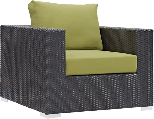 Vista 52 de Modway Convene - Sofá biplaza de mimbre para patio al aire libre con cojines en color beige espresso