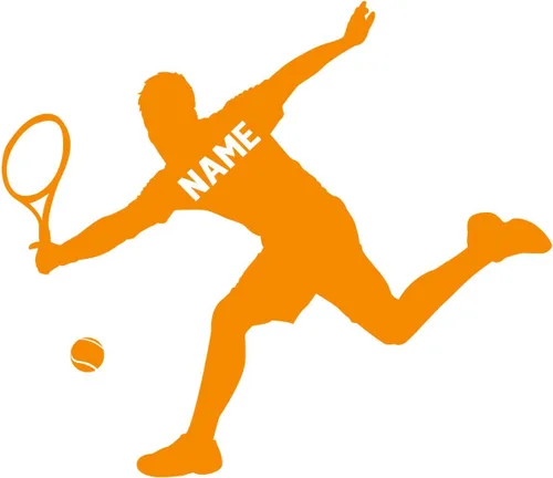Vista 9 de VWAQ Calcomanía de pared de jugador de tenis personalizada, calcomanía de pared deportiva con nombre personalizado para habitación de niños, CS24