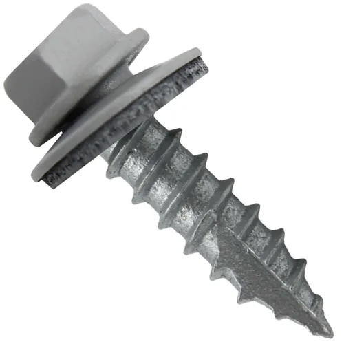 Vista 15 de TORNILLOS PARA TECHOS DE METAL #14: (250) Tornillos x 1" ABC GRIS Tornillo para techo de chapa metálica con cabeza hexagonal y arandela.