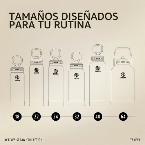Vista 5 de Takeya Actives - Botella de agua con tapa con popote, duradera y de fácil cuidado, con aislamiento de acero inoxidable, tapa sin BPA con asa