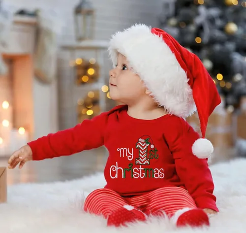 Vista 4 de Conjunto de 4 piezas de traje de Navidad para bebé, niña, niño, Año Nuevo, 4 piezas