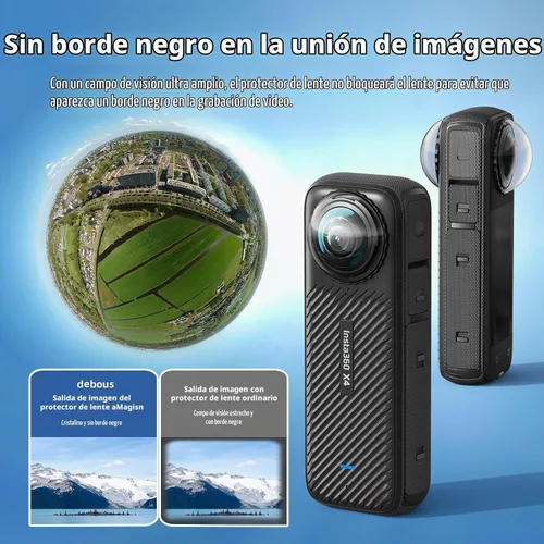 Vista 3 de Insta 360 X4 - Funda de aluminio con marco de metal, protector de lente con tapa de lente de silicona, protector de pantalla para cámara Insta360 X4