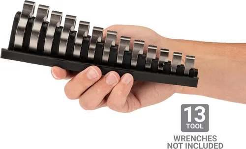 Vista 5 de TEKTON Organizador de llaves Crowfoot de 13 herramientas, 3/8 pulgadas, negro (5/16-1 pulgadas) ORG26113 Fabricado en Estados Unidos