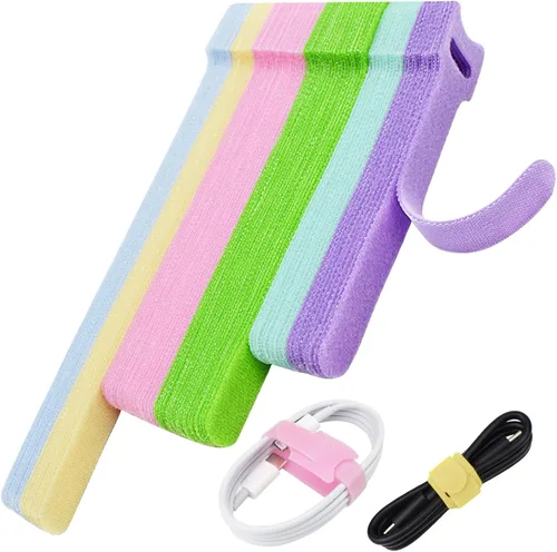 Vista 10 de 70 bridas de cables reutilizables color rosa, para organizar cables, reutilizables, para electrónica, de gancho y bucle para computadora, de 4, 6, 8