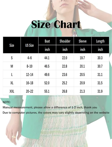 Vista 6 de HangNiFang Womens Oversized Button Down Shirts Long Sleeve Loose Fit Work Dressy Blouses Tops