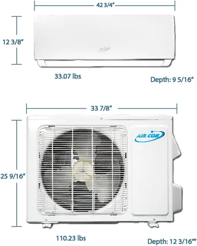Vista 5 de Aircon 24000 BTU Mini Split Aire acondicionado – Sistema de calefacción sin conductos – 18 SEER – Juego de línea y cableado de 15 pies – 100% listo
