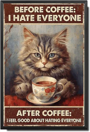 Vista 10 de Lygond Letrero de metal con texto en inglés «Bear That's What I Do I Drink Coffee I Hate People and I Know Things», decoración de invernadero