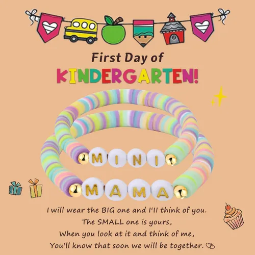 Vista 7 de Pulsera para el primer día de Shcool Kindergarten de primer grado para el regreso a clases, regalos para mamá e hija, pulseras para mamá e hija