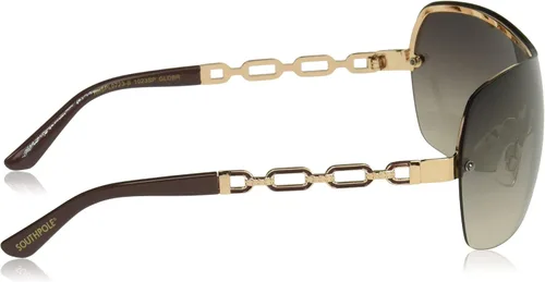 Vista 3 de Southpole Women's Metal Uv Protective Chain Link Temple Rectangular Shield Sunglass