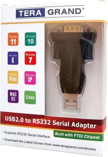 Vista 7 de Tera Grand - Adaptador Premium USB 2.0 a RS232 Serial DB9 - Compatible con Windows 11,10, 8, 7, Vista, XP, 2000, 98, Linux y Mac - Construido