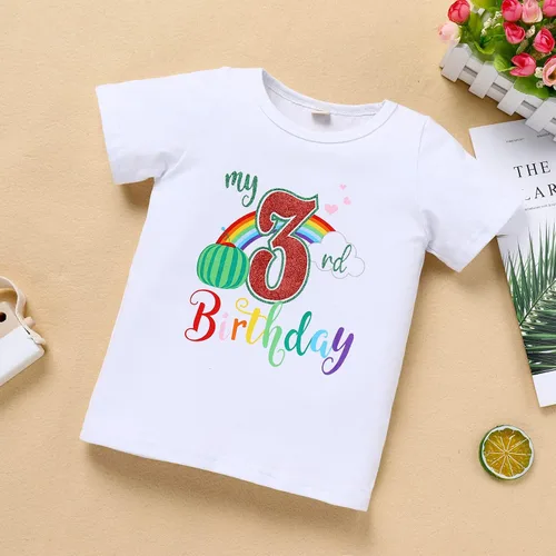 Vista 2 de IBAKOM Conjunto de ropa de 3 piezas para bebé niña de 1er cumpleaños + tutú de tul de princesa arcoíris + diadema con lazo, conjunto de ropa de 3