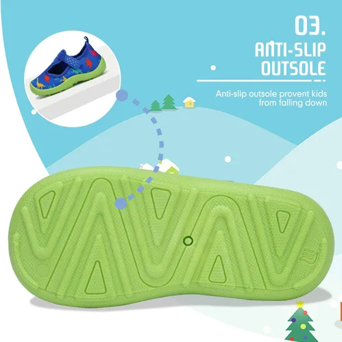 Vista 6 de FANTURE Zapatos de agua para niños y niñas, lindas sandalias acuáticas, playa, piscina, parque acuático, tenis acuáticos, para niños pequeños