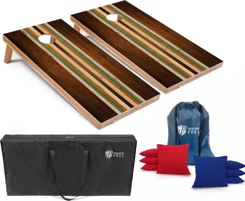 Vista 14 de Tailgating Pros Tablas de Cornhole de 4 x 2 pies, tamaño reglamentario oficial, juego de cornhole de diseño de madera con 8 bolsas de frijol, funda