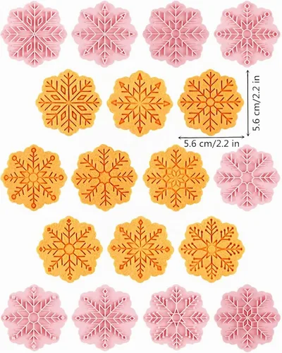 Vista 3 de Sellos de galletas de copo de nieve de 8 puntas de plástico rosa 9