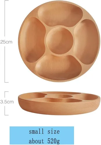 Vista 4 de Caja multifuncional de madera para bocadillos de frutas secas, contenedor de almacenamiento de boda, plato de fruta, bandeja para servir plato