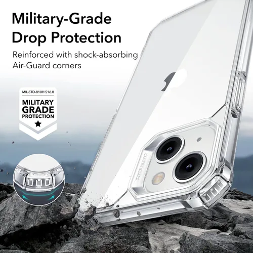 Vista 3 de ESR Funda para iPhone 14/iPhone 13, protección de grado militar con esquinas que absorben los golpes, parte trasera acrílica resistente a