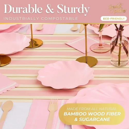 Vista 5 de Sophistiplate Platos de cena compostables ecológicos – Hecho de fibra de madera de bambú y caña de azúcar – Platos biodegradables y desechables