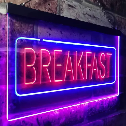 Vista 3 de ADVPRO All Day Breakfast Café - Letrero de neón LED de doble color, azul y rojo, 16 x 12 pulgadas, st6s43-i2862-br azul y Red