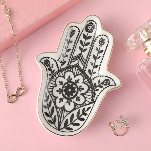Vista 2 de Stephanie Imports Hamsa - Plato de cerámica y plato decorativo para joyas