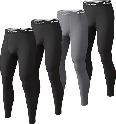 Vista 19 de 4 or 2 Pack Men's Thermal Pants Fleece Lined Long Johns Bottom Base Layer Negro/Gris