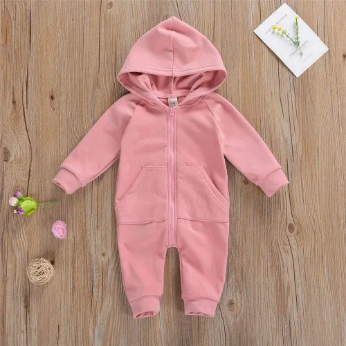 Vista 24 de FYBITBO Mameluco con capucha y cremallera para bebés, niños y niñas, mameluco de manga larga para otoño e invierno, ropa cálida