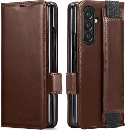 Vista 29 de KEZiHOME Funda tipo cartera de piel auténtica para Samsung Galaxy Z Fold 6 Negro