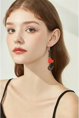 Vista 4 de Aretes únicos de madera creativos con letras de amor, únicos para el día de San Valentín, flecha, en forma de corazón, para mujeres, niñas, Día