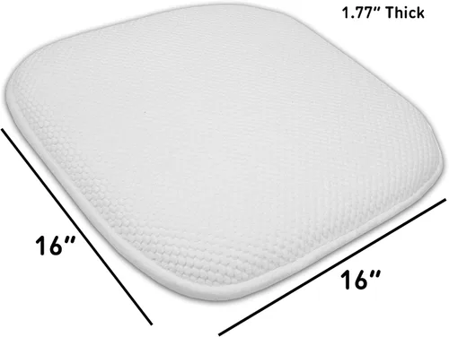 Vista 4 de Sweet Home Collection Cojines de espuma viscoelástica para silla, antideslizantes, diseño de panal de abeja, 16 x 16 pulgadas, paquete de 2