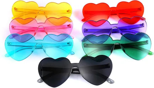 Vista 7 de FEISEDY Gafas de sol sin montura en forma de corazón para mujer, gafas de amor a la moda B2419