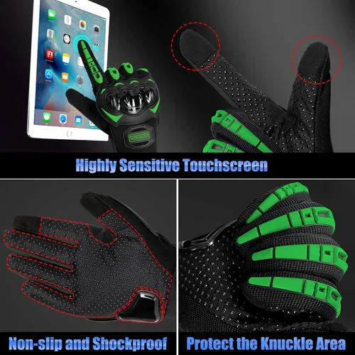 Vista 4 de Guantes de motocicleta con pantalla táctil para hombres y mujeres, guantes de carreras para motocross, BMX, ATV, MTB, ciclismo