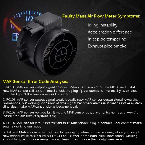 Vista 164 de Medidor de sensor de flujo de aire masivo MAF compatible con Ford con E-150 4.6L, 5.4L 2004-2014, para Ford E-150 Club Wagon 5.4L Reemplazo