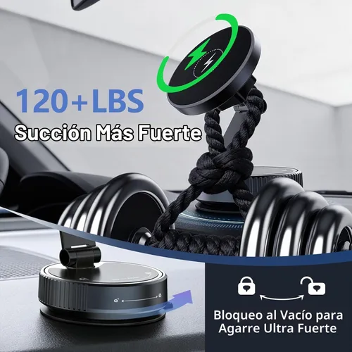 Vista 5 de Cargador de Montaje para Automóvil MagSafe para iPhone-Carga Inalámbrica Rápida de 15W, Rotación de 360° Ajustable, Soporte de Teléfono