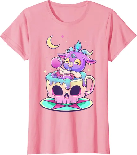 Vista 11 de Kawaii Pastel Goth Cute espeluznante Pentáculo Baphomet - Camiseta de cabra, Negro
