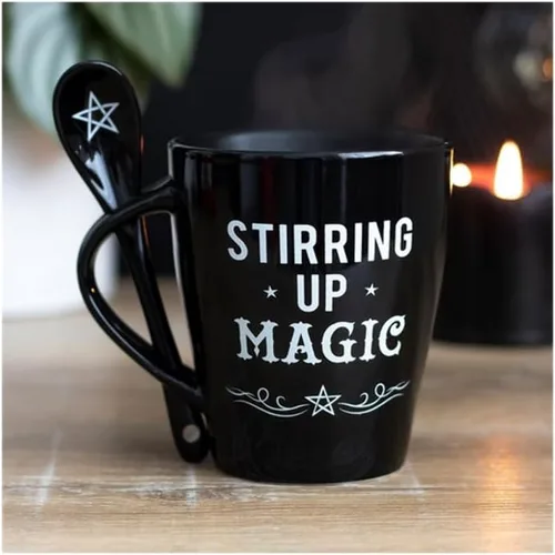 Vista 6 de Juego de taza y cuchara de cerámica mágica Stirring Up