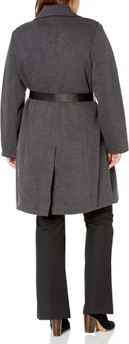 Vista 2 de City Chic Women's Apparel Abrigo estructurado largo de talla grande para mujer con detalle de cinturón