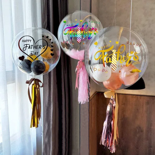 Vista 3 de Calcomanías de globos para el Día del Padre, calcomanías de letras Bobo Happy Gold Black Rainbow DIY Paster Home Window Adhesivo Decoración