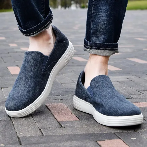Vista 2 de konhill Zapatos deportivos sin cordones para hombre, mocasines de punto, informales, para caminar, conducir, trabajo, zapatos de espuma