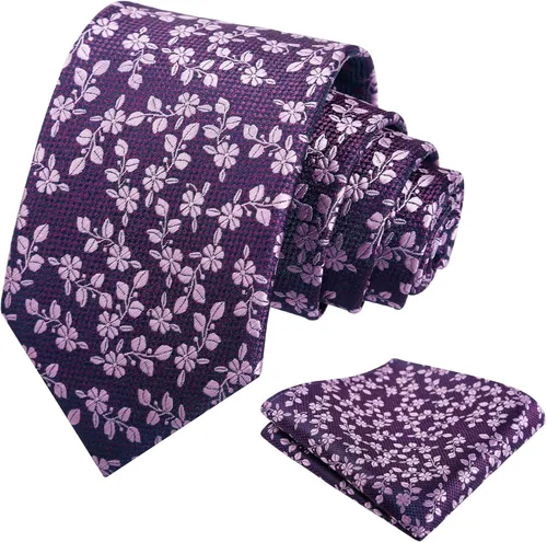 Vista 83 de Alizeal Mens 3.15inches Leaf Flower Pattern Tie with Floral Pocket Square Set